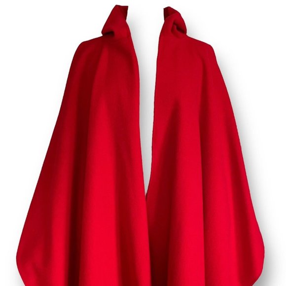 Coloratura Vintage Womens Cape O/S Red Wool Hooded Forestgore Cottagecore Goth - Picture 3 of 9
